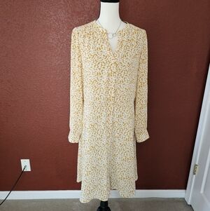 Banana Republic Yellow Floral Long Sleeve Dress